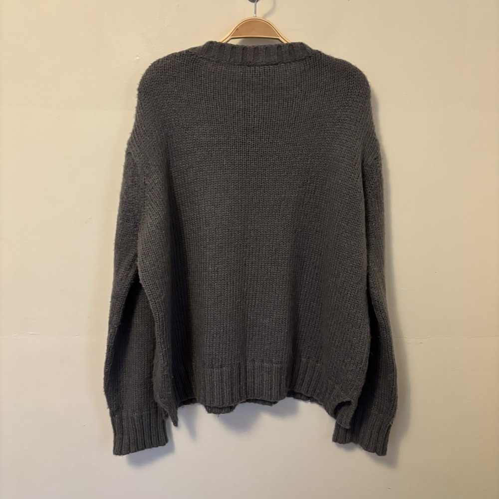 Wooden Ships Sweater BELIEVE Mohair Wool‎ Blend M/L Gray Christmas - Picture 4 of 6
